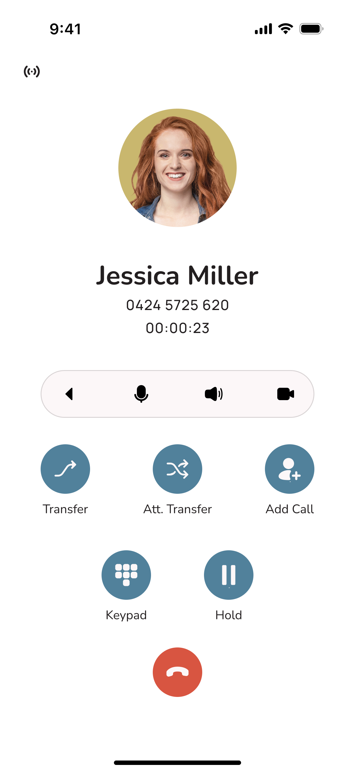 Uniden Voice Over Cloud mobile app - Active call controls